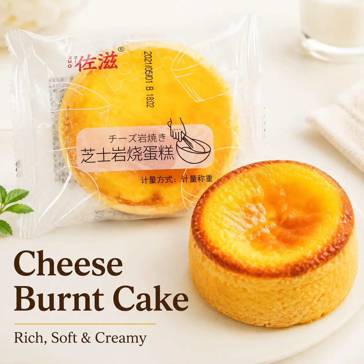 Rock-Baked Wheat Cheese Cakes - Soft, Creamy, Rich Snack Cakes & Pastries with Caramelized Cheesy Top, Individually Wrapped for Breakfast, Office, On-the-Go, Natural