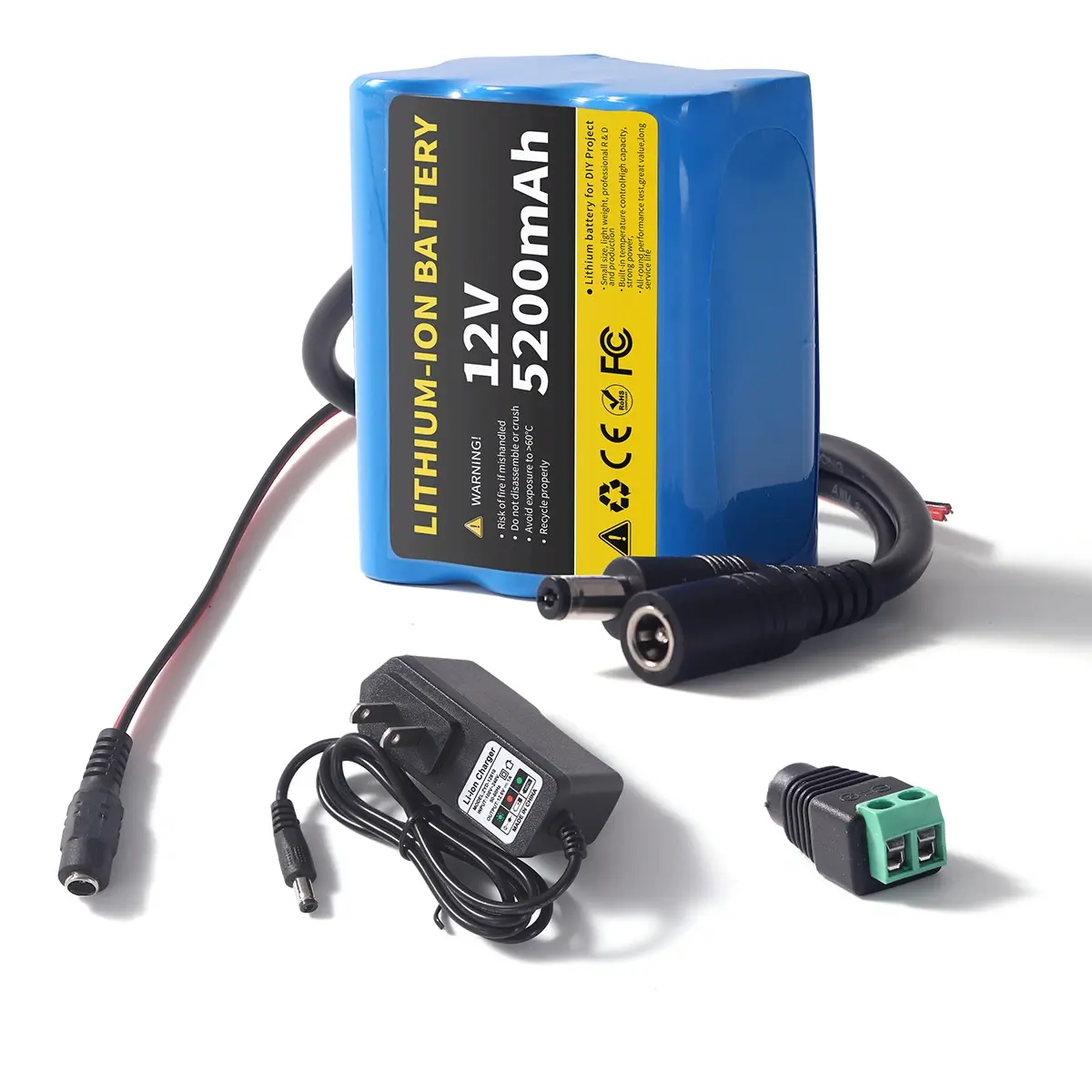 HHMHZJHZX 12V Li-ion Battery Pack with Charger - 12v 5.2ah (5200mAh) & 2600mAh Options for DIY Tool Lights, Sports & Outdoor Scooter Equipment