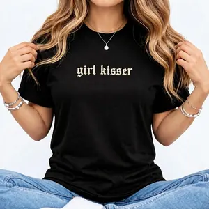 Girl Kisser Comfort Colors Shirt, Funny Lesbian Graphic Tee, LGBTQ Pride T-shirt, Queer Summer Outfits, Subtle Pride Clothing