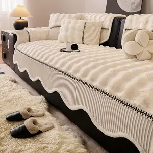 Simple Plush Patchwork Sofa Cushion, Multi-Scene Decorative Home Accessory, Skin-Friendly, Pet Friendly, Easy to Clean, Detachable Washable, Sofa Cushion Cover