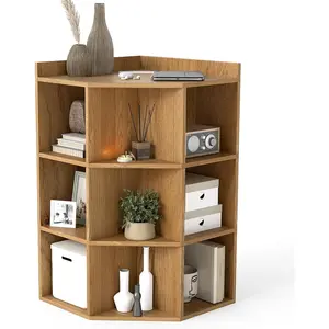 3-Tier Corner Cabinet with Charging Station, Corner Shelf with 9 Cubbies, 1 USB Port & 1 Type-C Port, 4 Outlets, Cube Bookshelf, Storage Organizer for Small Spaces, Playroom, Living Room
