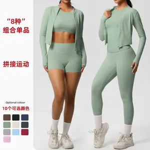 Cross-border new tight-fitting grinding yoga suit cloud-feeling quick-drying fitness suit outdoor casual running sports suit women