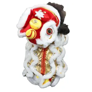 Lion Dance Winter Pet Clothes for Cats Dogs Teddy Corgi Small Medium Dogs New Year Festive Warm Cozy Outfit with Red Gold Accents outdoor winter outfit