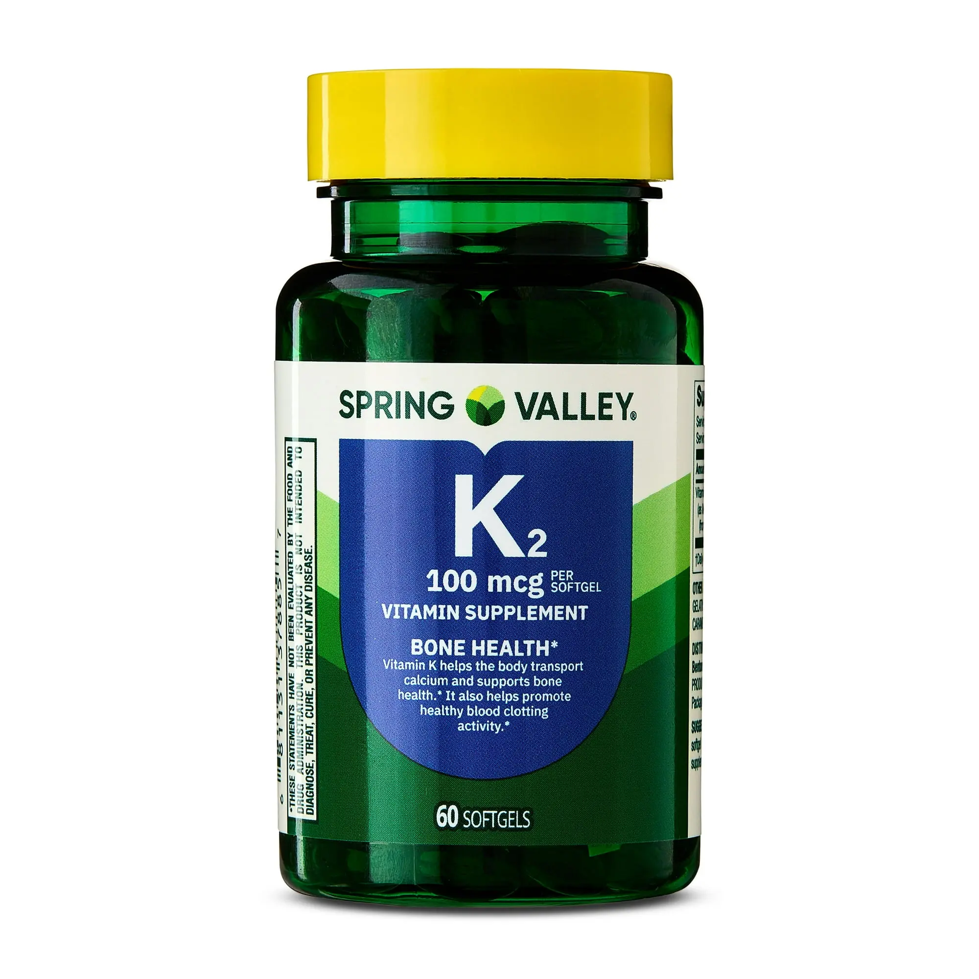 Spring Valley Vitamin K2 Supplement Softgel Capsules 100 mcg 60 Count - Healthcare & Fitness Supplement