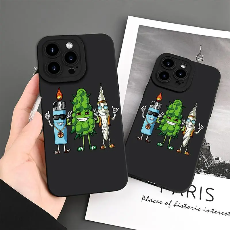 Esthetic Mobile Phone Case, Cartoon Lighter Cigar Bitter Melon Pattern, Suitable for iPhone 17 Pro Max Plus Air/ 16PROMAX 16PRO 16PLUS 16/15/14/13/12/11, Screen Protector XSMAX Cellphone Smartphone Black Shockproof Casing Cover Protection Protective