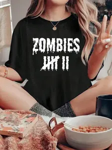 100% pure cotton Funny Zombie Shirt Kill Countdown T-Shirt Scary Monster Tee T-Shirt printed t-shirts for women