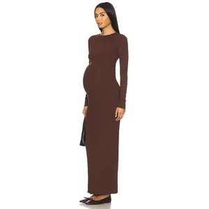 BUMPSUIT Soft Rib Maxi Dress in Chocolate
