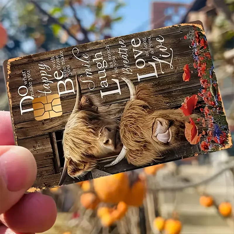 Highland Cow Inspirational Quote Credit Card Skin