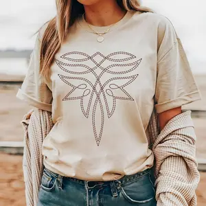 #715 - Boot Stitch Trendy Western Shirt Design, Cute Rodeo T-Shirt, Tribal Southwestern Cowboy Cowgirl Western Shirt, Unisex Crew Neck Tee - Shirt Tshirt