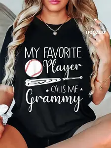 100% Cotton Baseball My Favorite Player Calls Me Grammy Grandma Gift T-Shirt