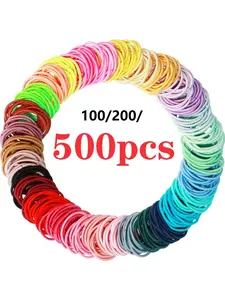 Cute Colorful Simple Matching Hair Ties, 100/200/500pcs set Elastic Hair Tie, Hair Rubber Bands, Summer 2024 Fashion Hair Accessories for Girls & Women