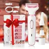 Women's 4-in-1 Cordless Body Trimmer - 600mAh 3.7V Rechargeable USB-Powered, Stainless Steel-ABS Body, Interchangeable Heads, Portable Bikini Line Care & Leg Grooming Personal Care Appliance