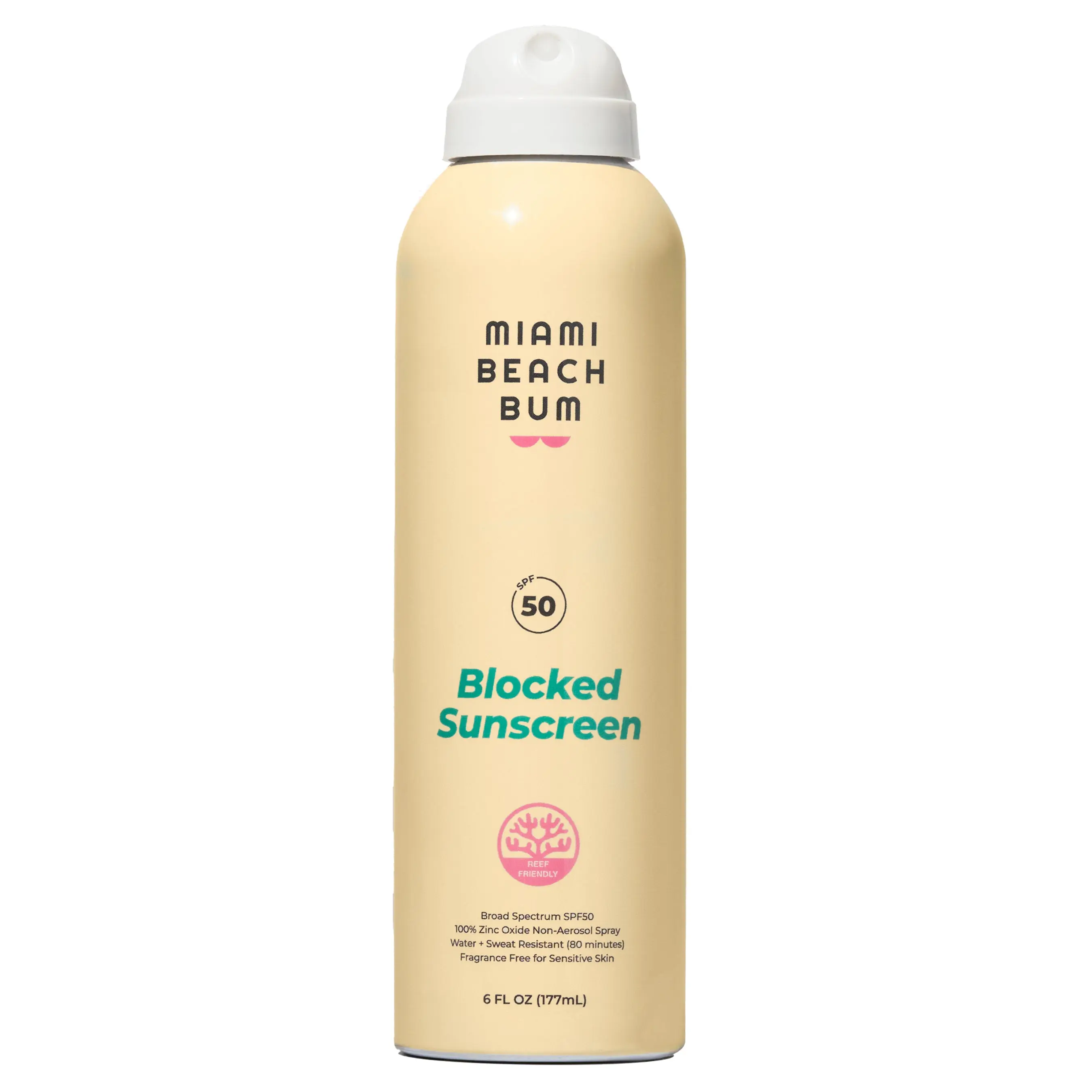 Blocked Mineral SPF50, Non-Aerosol BOV Spray, No White Cast, Zinc Oxide & Watermelon- 6oz/177mL  Body Care Sunscreen