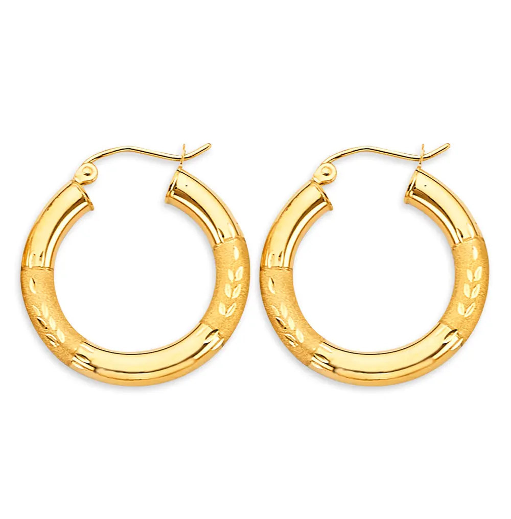 14k gold tube hoop earrings (042) 14k gold tube hoop earrings (042)