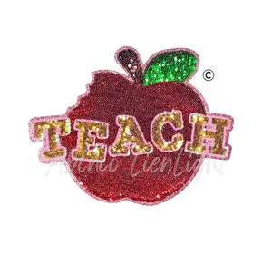 Apple Teach Sequins Teacher Patch - Large