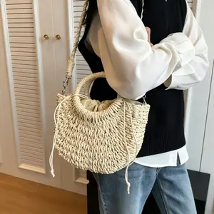 Half-Moon Shoulder Bag, Convertible Handbag with Drawstring Closure for  Casual Outings