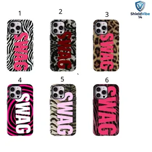 [ShieldVibe 14] SWAG Millennial Hot Girls Leopards Zebras Prints Tough Case for iPhone 17 16 15 14 13 12 11 Pro Max Plus SE Laces Trendys Dual Layer Shockproof Protective Cover