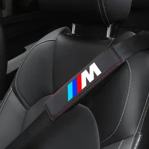 2pcs Leather Car Seat Belt Shoulder Cover Protective Pads, Boujee Car Accessories, Compatible with Bmw M Power M2 M3 M5 X4 X6 E90 E65 E83 E46 F48 F82 G20 G68 G05 Accessories