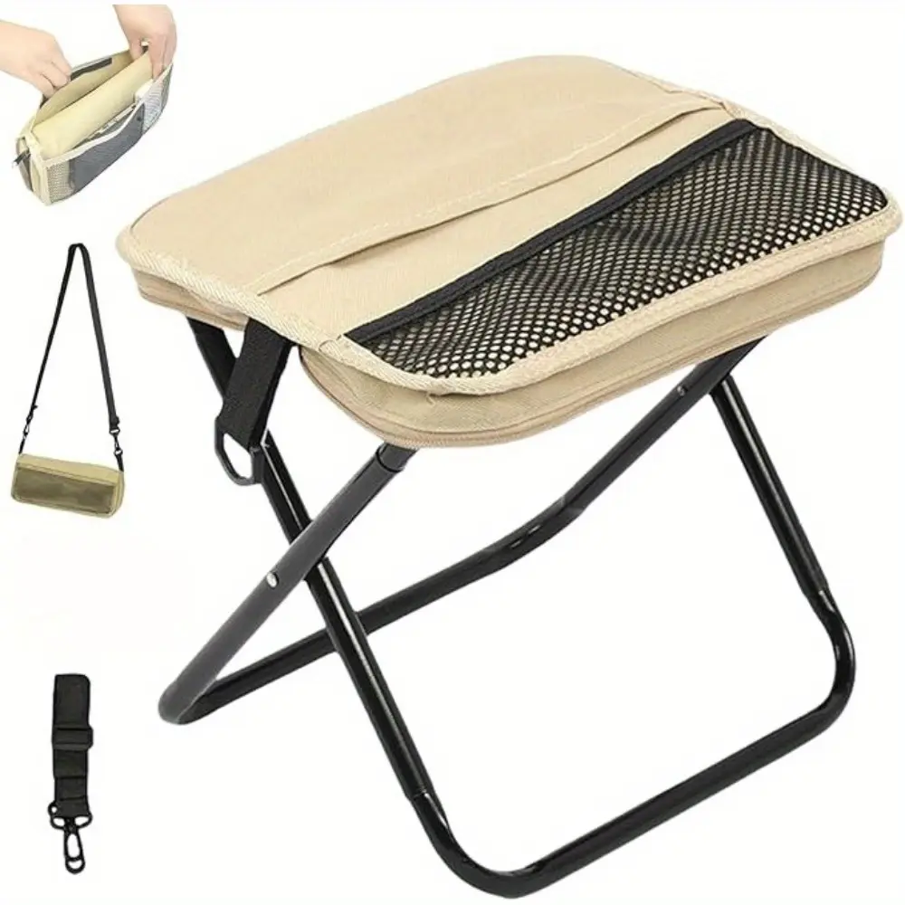 Ultra-Light Flex Fold Compact Foldable Chair with Shoulder Strap, Side Velcro Pocket, Ideal for Camping, Campfire/BBQ Party (Folding with Pockets Chair for Outdoor Use), Foldable Chairs