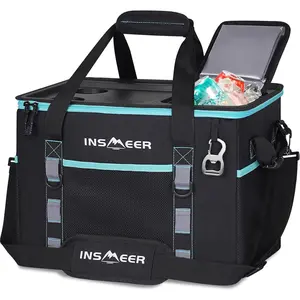 Soft Cooler Bag with Hard Shell & 2 Cup Holders, Portable 40L/70 Cans Collapsible Cooler Bags Insulated with Leakproof for Travel, ice chests and Cooler Lunch Box for Beach Camping Picnic