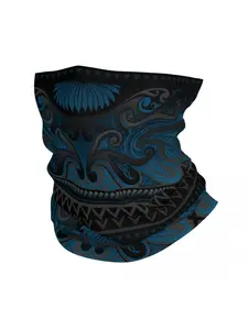 Maori Scarf  Blue Grey Maori Tribal Multi-Way Wrap Thin Bandana Face Cover Headband