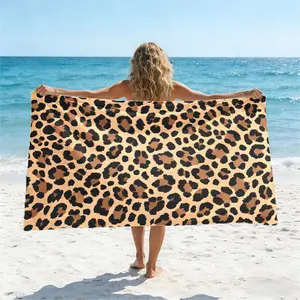 Portable Large Leopard Print Beach Towel, Personalized Printed Beach Blanket, Super Absorbent Quick-Dry Sand-Proof, Ideal Summer Gift