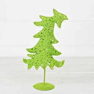 Grinch Fairy Tree, Light Green Flocked, 13"