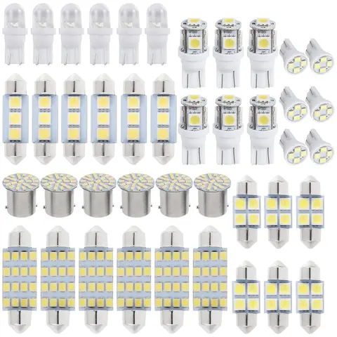 PoDhey 42/84 Counts Interior Car Lights, Super Bright White Dome Map Tail Cab Lights Bulb Kit Set , T10 6000K  LED Bulb for Your Trucks Width Lamp, Summervibes