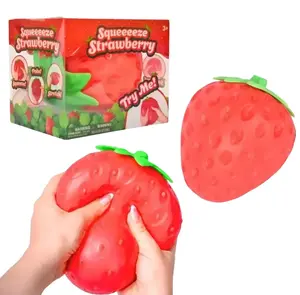 Cute Strawberry Squishy Stress Toy – 3” Slow Rising Squeeze Ball for Anxiety Relief, Sensory Fidget, Focus Aid for Kids & Adults | Non-Toxic Soft Foam