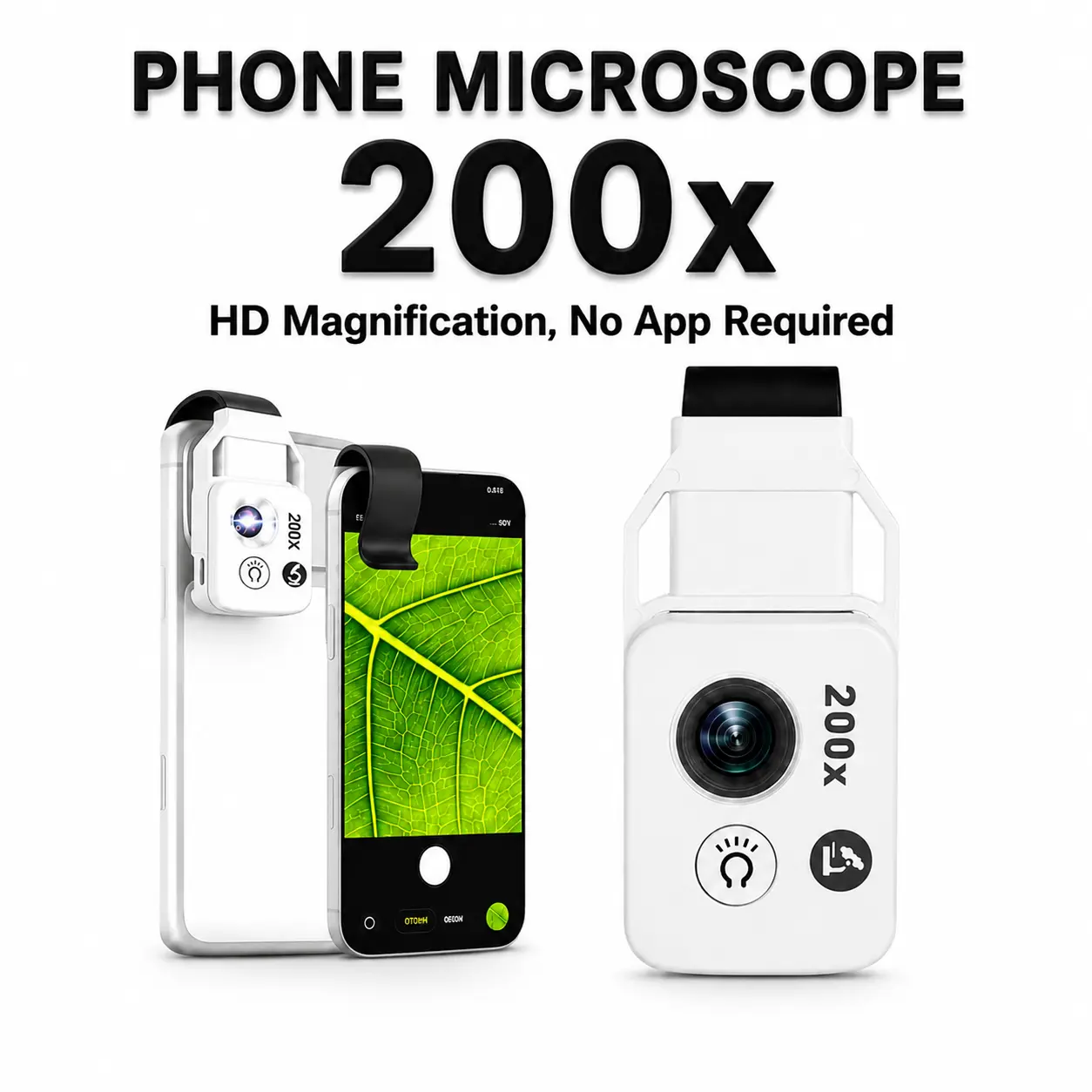 Pocket Phone Microscopes, 200X Zoom Clip On Microscopes Magnifier with CPL Lens & LED Light, Portable Microscopic Lens for for for for to Enjoy Microworld,Applicable to all models of mobile phones