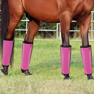 Equestrian Universal 4-Piece Horse Leg & Ft Insect Guard Boots, PVC Mesh Breathable, Loose Fit, Adjustable Strap, Double Stitched for Fly & Mosquito Bite Prevention (Sports & Outdoor Equestrian Equipment)