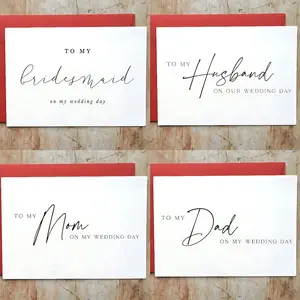 4pcs Wedding Card To My Bridesmaid Husband Mom Dad On My Wedding Day Card, To My Maid Of Honour Card, To My Hubby On Our Wedding Day Card, To My Dad Card, To My Father Card,To My Mom Card, To My Mother Card,To My Wedding Party Card, Wedding Day Card Chris