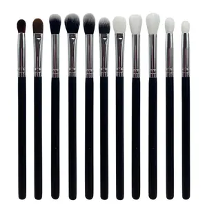 11PCS Professional eyeshadow brush set, soft fiber bristles, suitable for applying eyeshadow, concealer, eyeliner, eyelash highlighter, vegan synthetic facial makeup set, daily, performance beauty tools, Makeup Brushes Kits, beginners, black and white