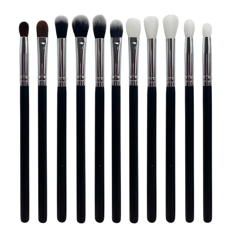 11PCS eyeshadow brush set, Cosmetics brush, soft fiber bristles, suitable for applying eyeshadow, concealer, eyeliner, vegan synthetic facial makeup set, daily, performance beauty tools, Makeup Brushes Kits, beginners, black and white