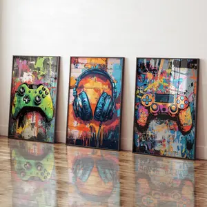 Games Room Art, Gamer Wall Art for Boys Room, Gaming Posters for Boys Bedroom Decor, Set of 3 Gaming Graffiti Art, Gaming Prints, Room Decor, Unframed