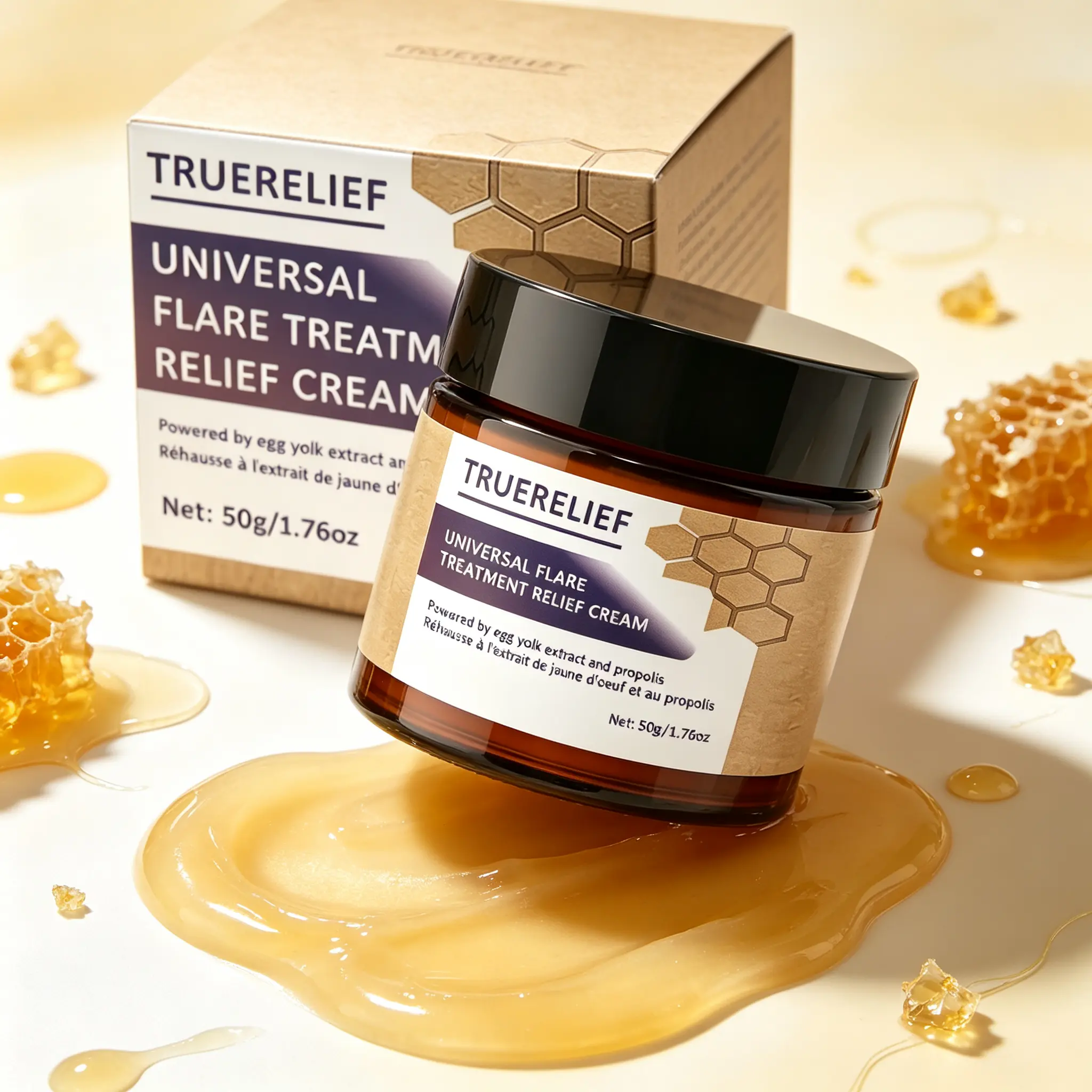 Flare Relief Cream for Skin Redness & Irritation – TrueRelief Universal – Propolis & Egg Yolk – 2-Pack 50g Each