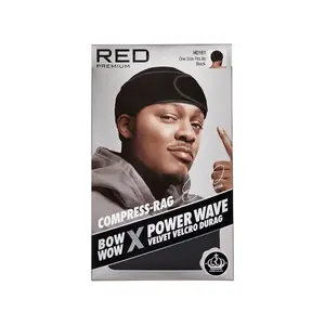 RED by KISS BOW WOW X Power Wave Pixie Durag - Velvet Hook and Loop Fastener Compression Rag