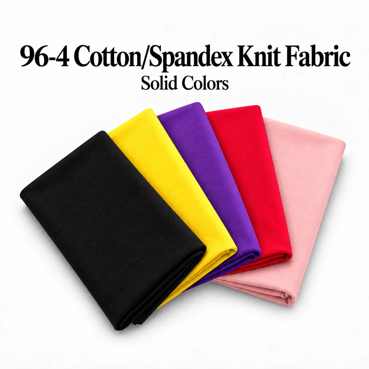 Cotton Spandex Jersey Fabric by the Yard, Solid Colors, Soft 4-Way Stretch 10 oz Knit for T-Shirts, Leggings, Dresses and Activewear