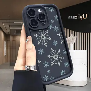 Winter Snowflake Phone Case for iPhone 17 Air 16 16e 15 14 Pro Max 13 12 11 X XS E Plus Rubber Camera Protection Rugged Mobile Phone Cover for