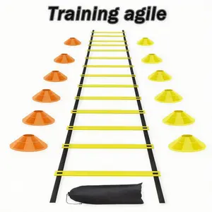 PP Agile Ladder Set, Used for Speed Training, Multi Dimensional Horizontal Speed Ladder with Cone, Football and Basketball Footstep Practice Equipment, Football Fitness Training Equipment