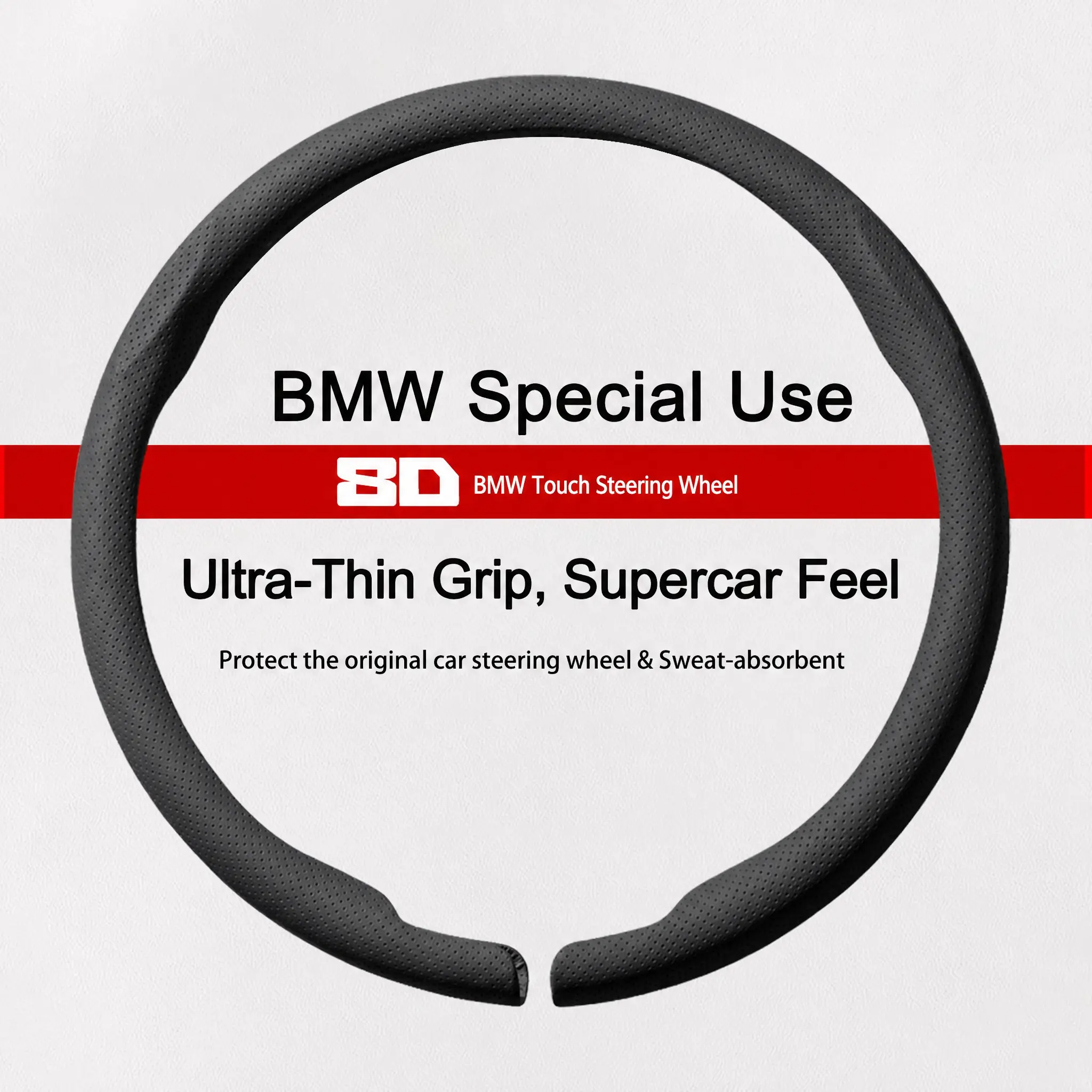 8D Full Wrap Anti-Slip Steering Wheel Cover, Compatible with BMW X3 X5 4 Series