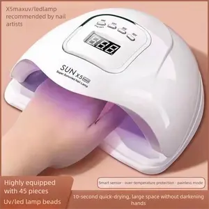 150W 45 LEDs SUN X5 MAX Nail Light with Auto On/Off Sensor, Fast Curing UV LED Nail Dryer Lamp, 4 Timer Settings, Low Heat Mode, Removable Tray for Home & Salon Manicure Pedicure