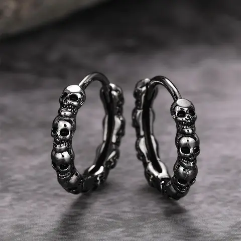 Fashionable Casual Skull Decor Hoop Earrings, Simple Jewelry for Women, Casual Jewelry for Party, Daily Clothing Decor, Trendy All-match & Exquisite Jewelry for Gift, Mall Goth, Punk Style Earrings, Earrings Hoops