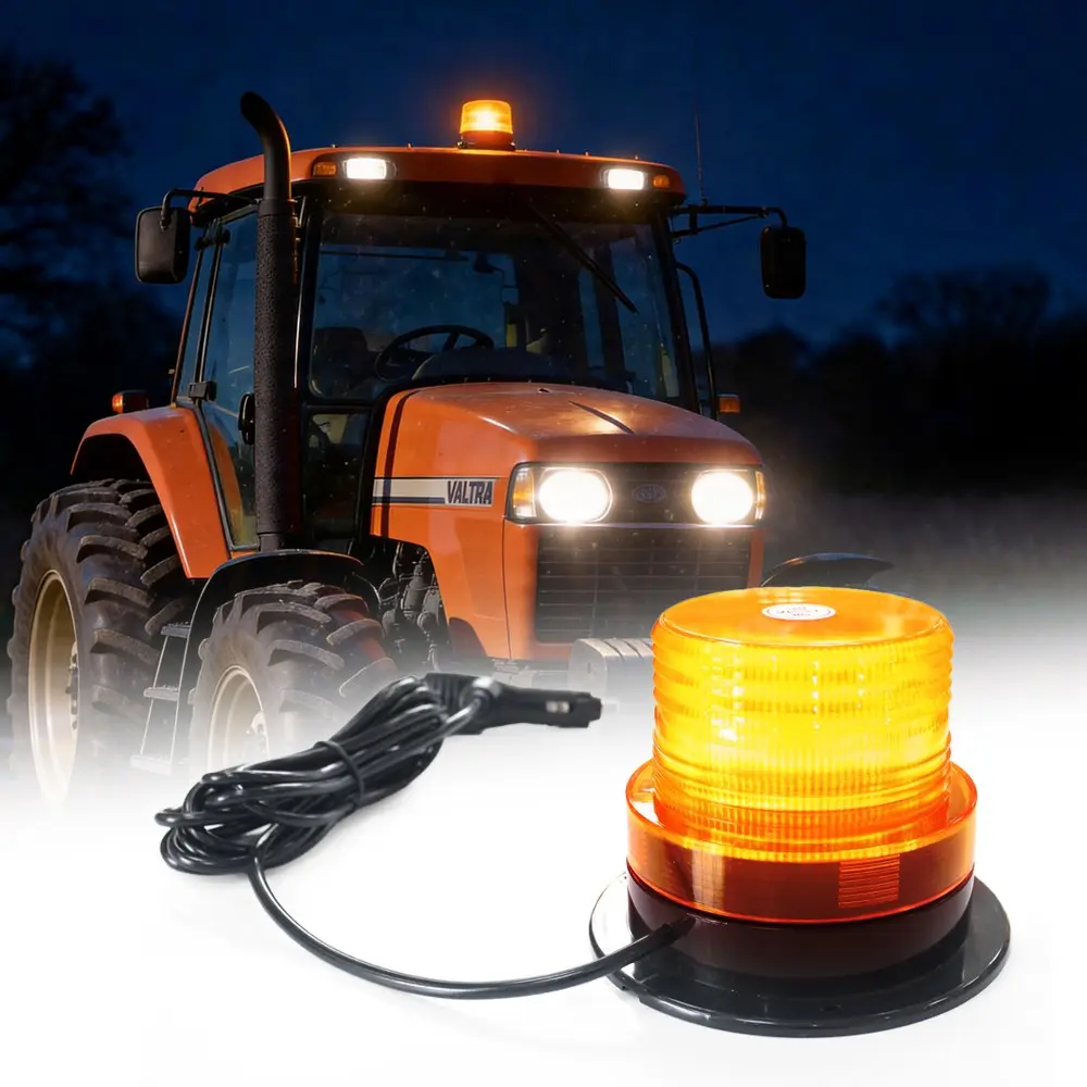 LED Strobe Light, 12V-24V Amber Roof LED Warning Heavy Duty Safety Flashing Beacon Lights with Magnetic for Vehicle Forklift Truck Tractor Golf Carts UTV Car Bus