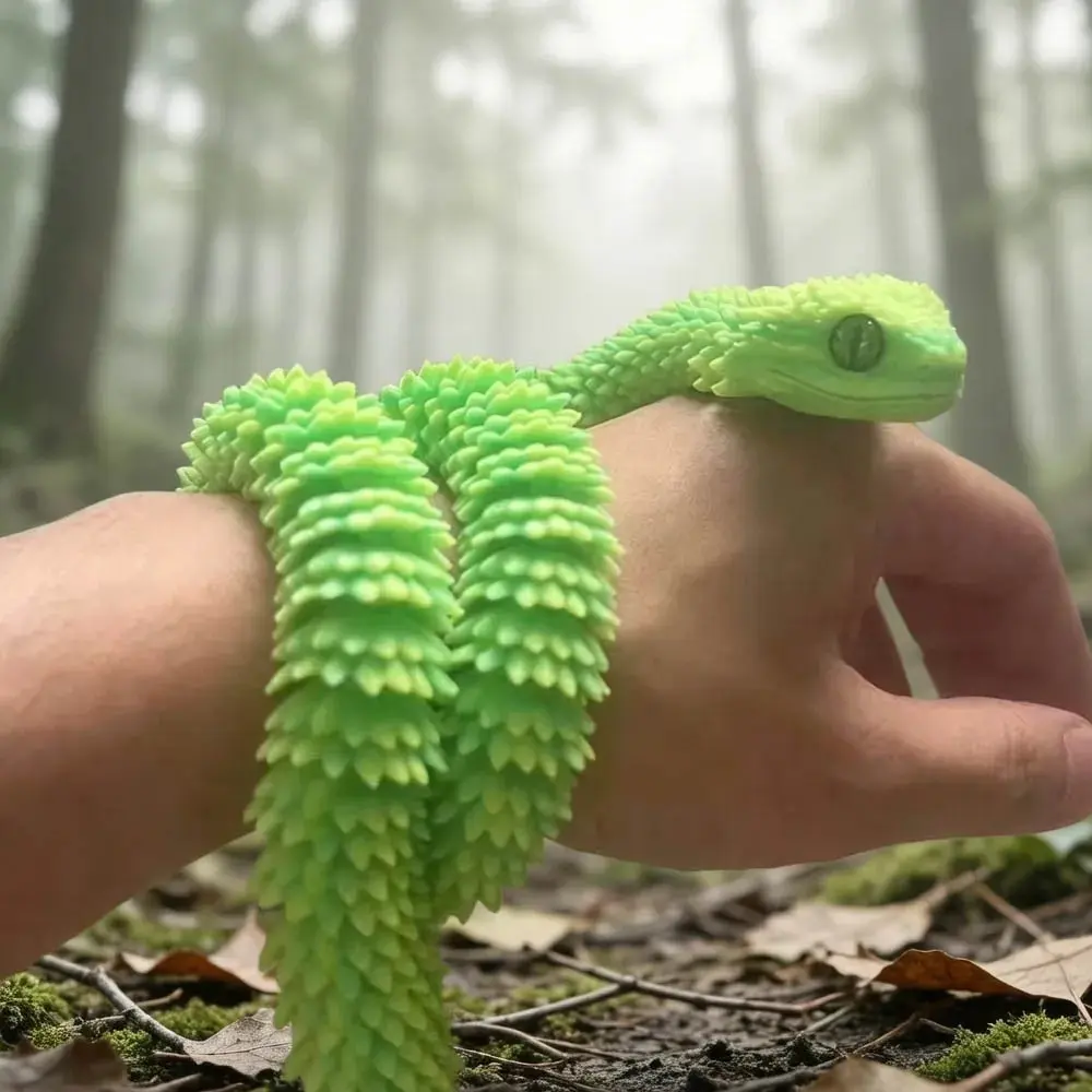 3D Printed Luminous Glow In Dark Snake Toy, Full Body Joint Movable Simulation Animal Model Gift, Perfect for Halloween & Christmas Decorations, Decorative Home Ornament