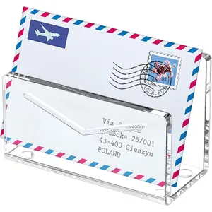 Clear Acrylic Mail Holder, Vertical File Letter Organizer, Lightweight Countertop Envelope Mail Holder for Desk, Bill Sorter Stand for Letter Invoice, Ideal for Home Office School
