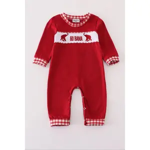 Maroon Alabama embroidery romper