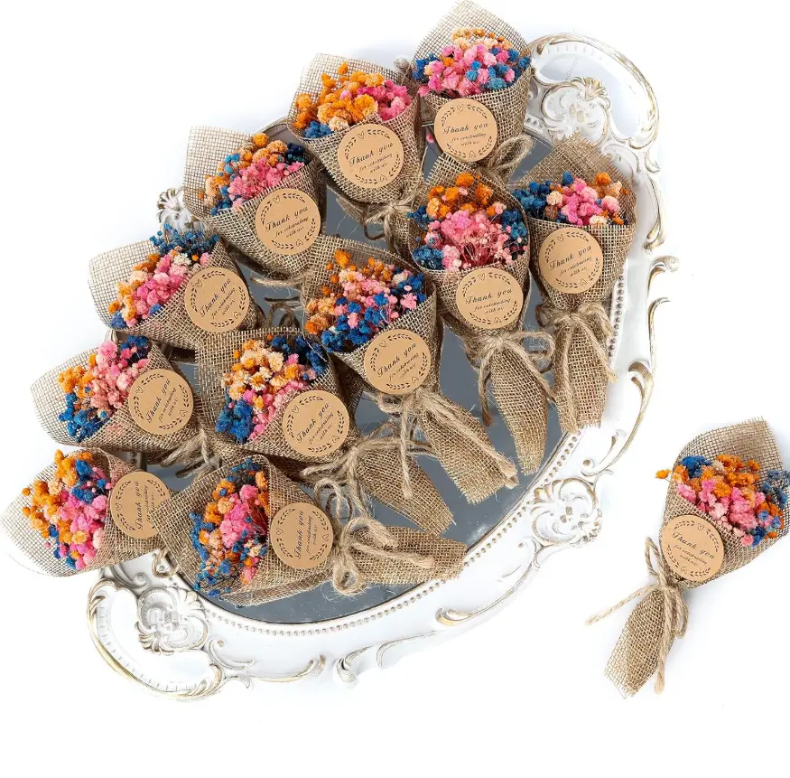 20-Piece Set Mini Magnet Dried Flowers Bouquet for Wedding Favours for Guests, Baby Shower Party Favors, Bridal Shower Gifts, Baptism. (Mixed)