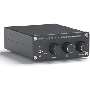 TB10A 2  Stereo  Amplifier Receiver Mini Hi-Fi Class D Integrated Amp 2.0CH for  Speakers 100W x 2 with Bass and Treble Control TPA3116(with Power )