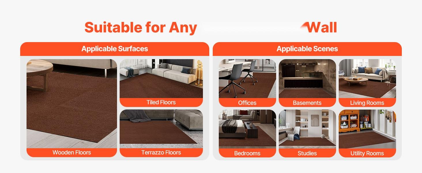 Carpet Tiles 24x24 Inch, 20 Pack Peel And Stick Self-Adhesive Brown Carpet Tiles For Home Flooring, Easy Install, Interlocking Floor Tiles, Removable And Reusable, Durable, Water Resistant, Ideal For Living Rooms, Kitchens